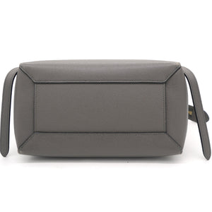 Grey Leather Micro Belt Top Handle Bag