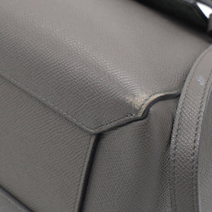 Grey Leather Micro Belt Top Handle Bag