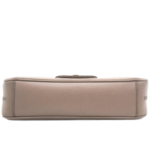 Metallic Beige Leather Gancini Flap Bag