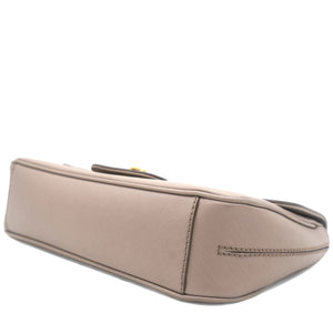 Metallic Beige Leather Gancini Flap Bag