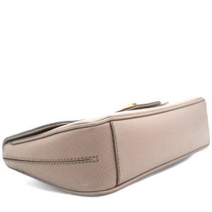 Metallic Beige Leather Gancini Flap Bag