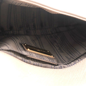 Metallic Beige Leather Gancini Flap Bag