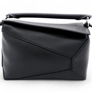 Black Leather Mini Puzzle Shoulder Bag