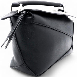 Black Leather Mini Puzzle Shoulder Bag
