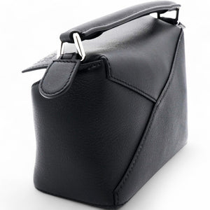Black Leather Mini Puzzle Shoulder Bag