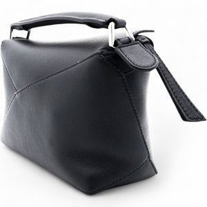 Black Leather Mini Puzzle Shoulder Bag
