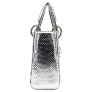 Metallic Snakeskin Mini Lady Dior Silver