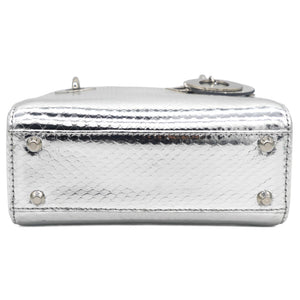 Metallic Snakeskin Mini Lady Dior Silver