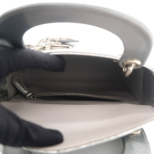 Metallic Snakeskin Mini Lady Dior Silver