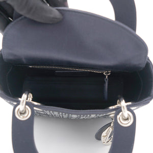 Satin Crystal Cannage Mini Lady Dior Black