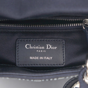 Satin Crystal Cannage Mini Lady Dior Black