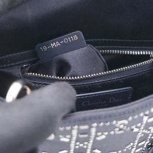 Satin Crystal Cannage Mini Lady Dior Black