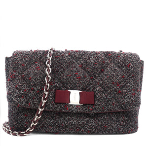 Tweed Quilted Gelly Bag Burgundy Multicolor
