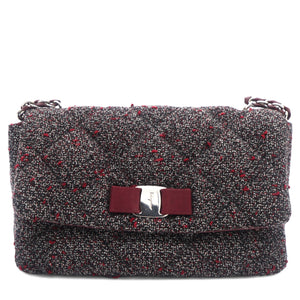 Tweed Quilted Gelly Bag Burgundy Multicolor