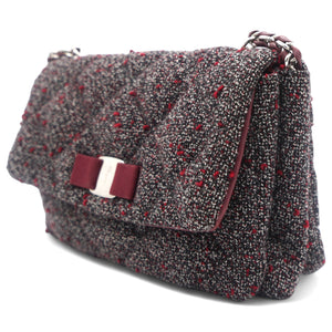 Tweed Quilted Gelly Bag Burgundy Multicolor