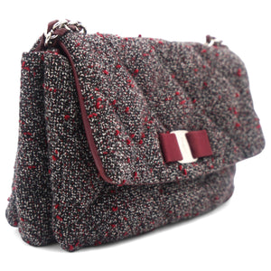 Tweed Quilted Gelly Bag Burgundy Multicolor