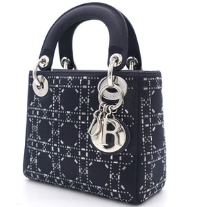 Satin Crystal Cannage Mini Lady Dior Black