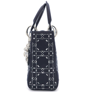 Satin Crystal Cannage Mini Lady Dior Black