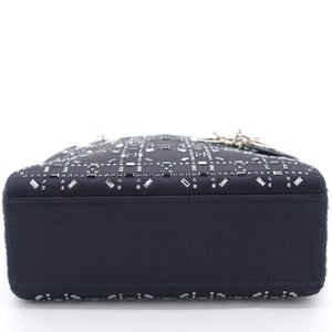 Satin Crystal Cannage Mini Lady Dior Black