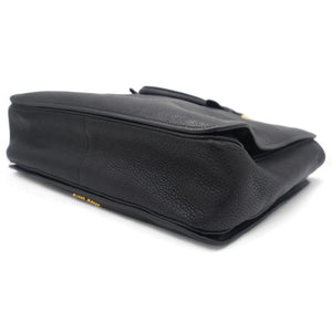 Black Madras Leather Pushlock Tote Large