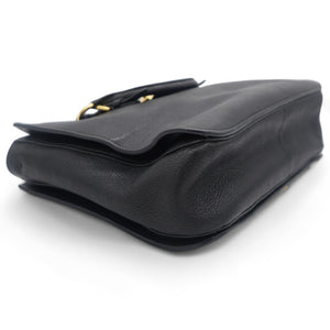 Black Madras Leather Pushlock Tote Large
