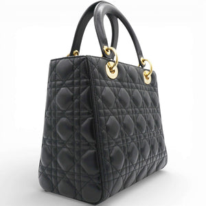 Lambskin Cannage Lady Dior Black Medium Tote