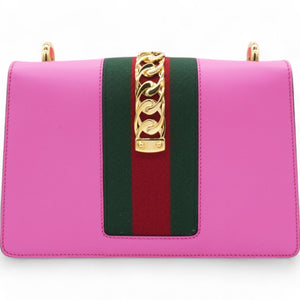 Vitello Fontanella Web Medium Sylvie Top Handle Bag Pink Tropical Flower