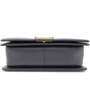 Black Chevron Leather Medium Boy Flap Bag