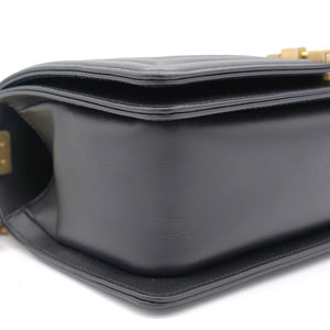 Black Chevron Leather Medium Boy Flap Bag