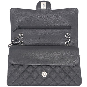 Caviar Quilted Medium Double Flap Black SHW