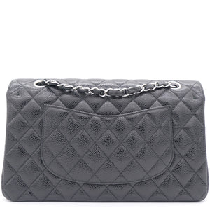 Caviar Quilted Medium Double Flap Black SHW