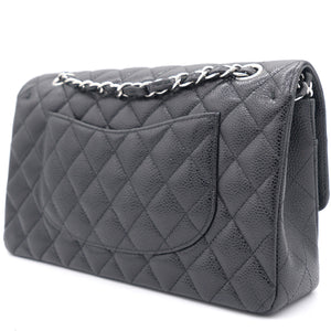 Caviar Quilted Medium Double Flap Black SHW