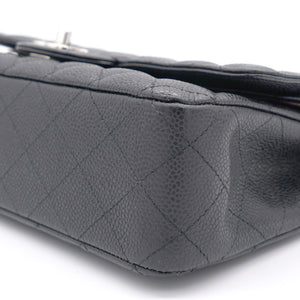 Caviar Quilted Medium Double Flap Black SHW