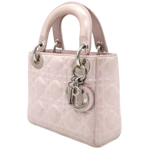 Light Pink Iridescent Cannage Quilted Lambskin Leather Mini Lady Dior