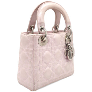 Light Pink Iridescent Cannage Quilted Lambskin Leather Mini Lady Dior