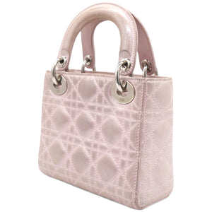 Light Pink Iridescent Cannage Quilted Lambskin Leather Mini Lady Dior