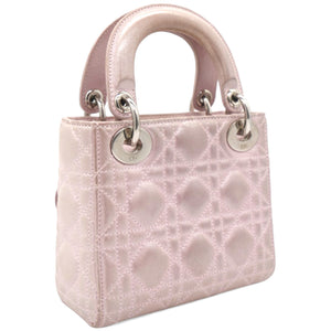 Light Pink Iridescent Cannage Quilted Lambskin Leather Mini Lady Dior