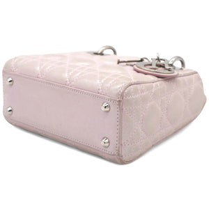 Light Pink Iridescent Cannage Quilted Lambskin Leather Mini Lady Dior