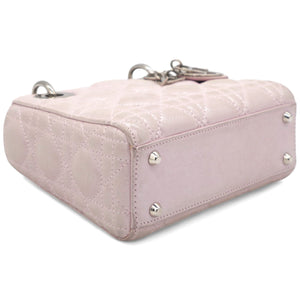 Light Pink Iridescent Cannage Quilted Lambskin Leather Mini Lady Dior