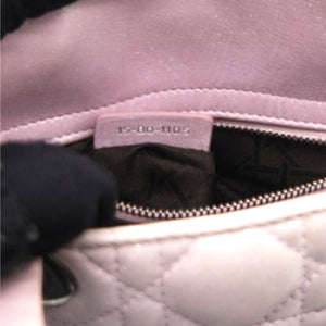 Light Pink Iridescent Cannage Quilted Lambskin Leather Mini Lady Dior