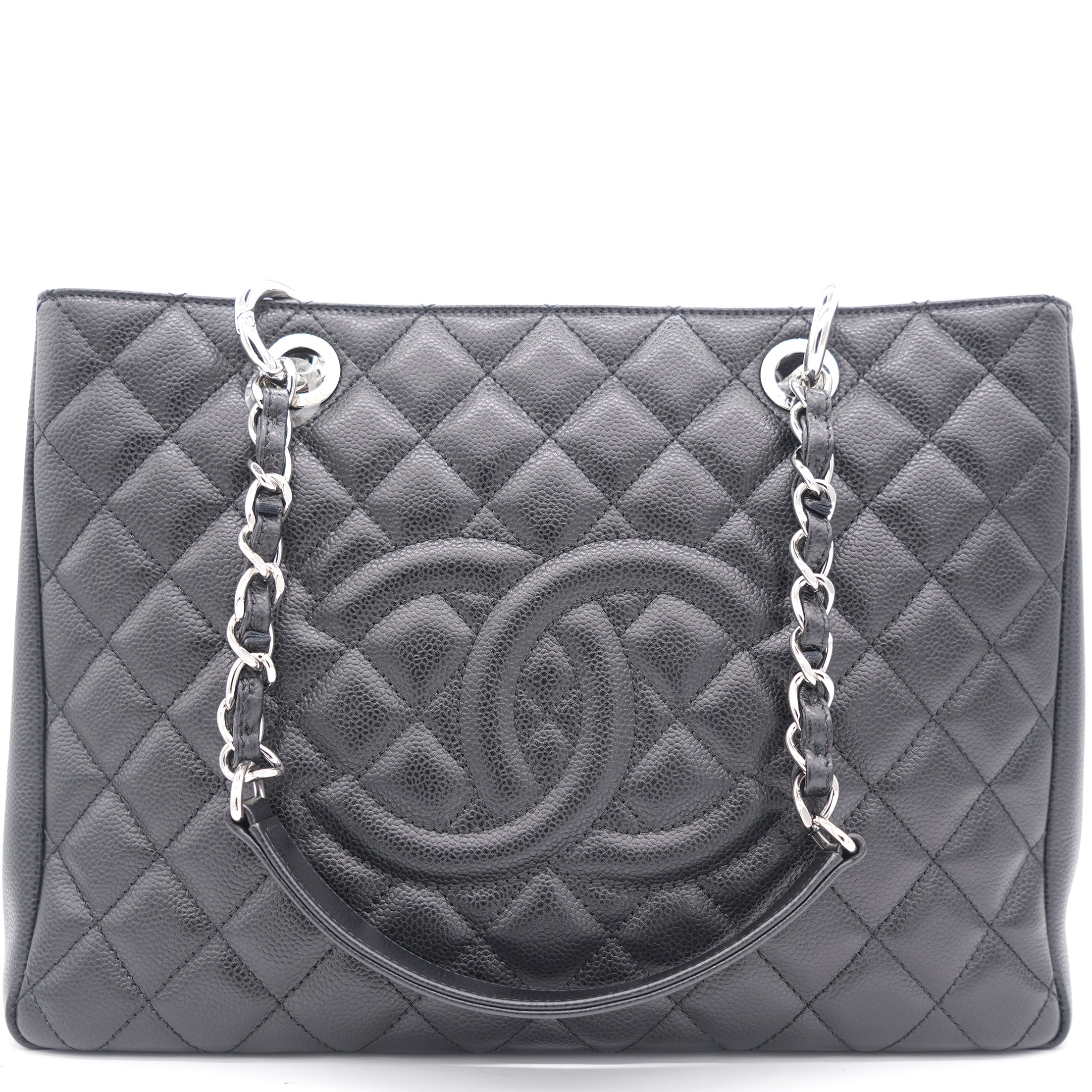 Black Quilted Caviar Leather Grand GST Shopper Tote Bag