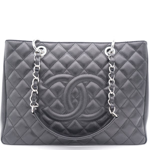 Black Quilted Caviar Leather Grand GST Shopper Tote Bag