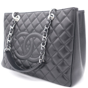Black Quilted Caviar Leather Grand GST Shopper Tote Bag