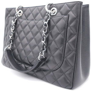 Black Quilted Caviar Leather Grand GST Shopper Tote Bag
