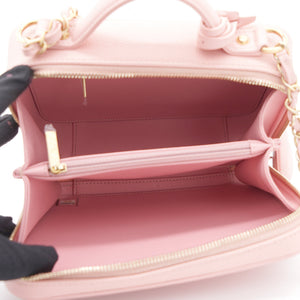 Pink Quilted Caviar Leather Medium CC Filigree Vanity Case Bag