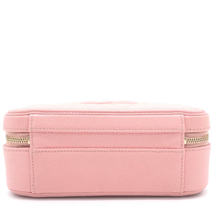 Pink Quilted Caviar Leather Medium CC Filigree Vanity Case Bag