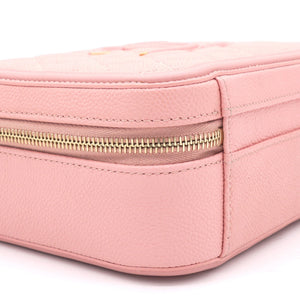 Pink Quilted Caviar Leather Medium CC Filigree Vanity Case Bag