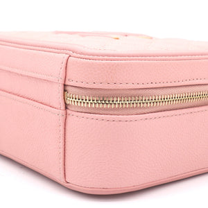 Pink Quilted Caviar Leather Medium CC Filigree Vanity Case Bag
