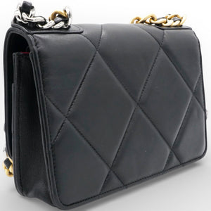 Lambskin Quilted Chanel 19 Wallet On Chain WOC Black