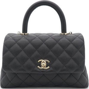 Quilted Mini Coco Handle Flap Black